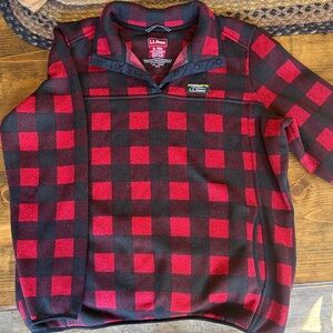L.L. Bean Women’s Red and Black Buffalo Plaid Pullover Sweater (discontinued)